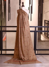 Royal Fashion Embroidered Woolen Shawls - RF25SH I624-XP06 Light Brown